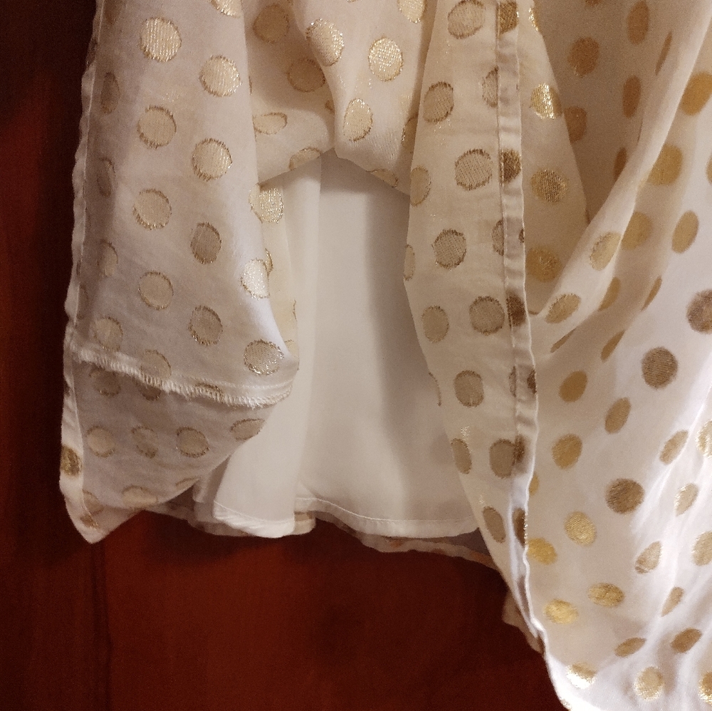 H & M sundress. Ivory with gold dots. Cocktail length. Women's 4. - Picture 5 of 10